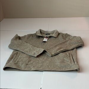 New Eddie Bauer Men's Zip Up Sweater - With Pockets Heather Oatmeal size XL